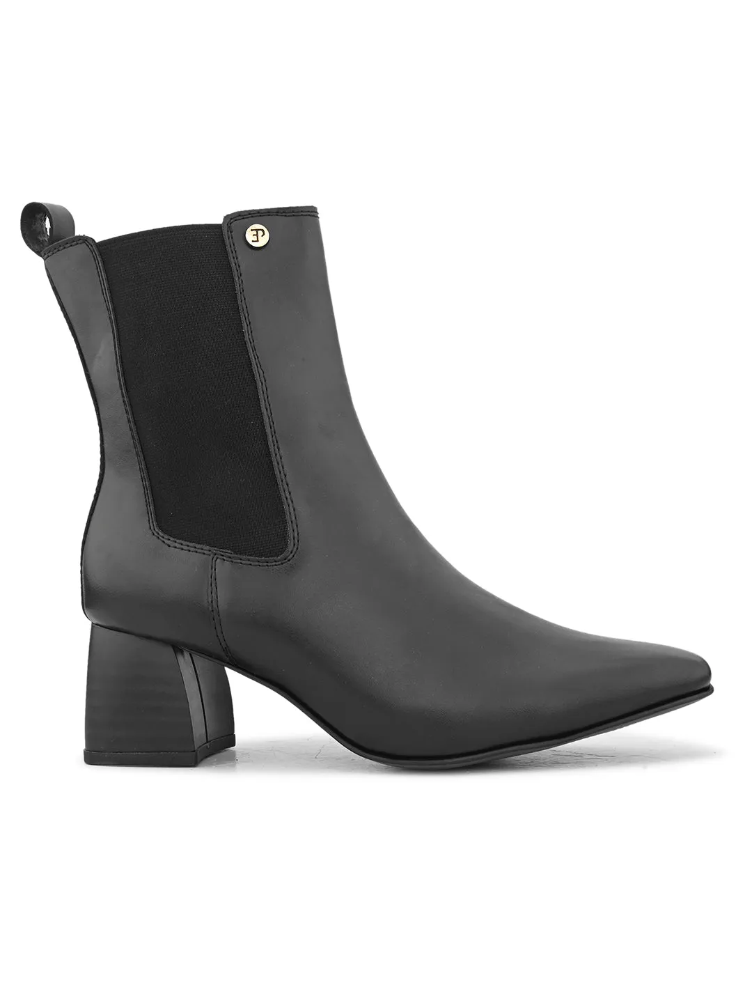 EL PASO Women Black Faux Leather Casual Chelsea Boots