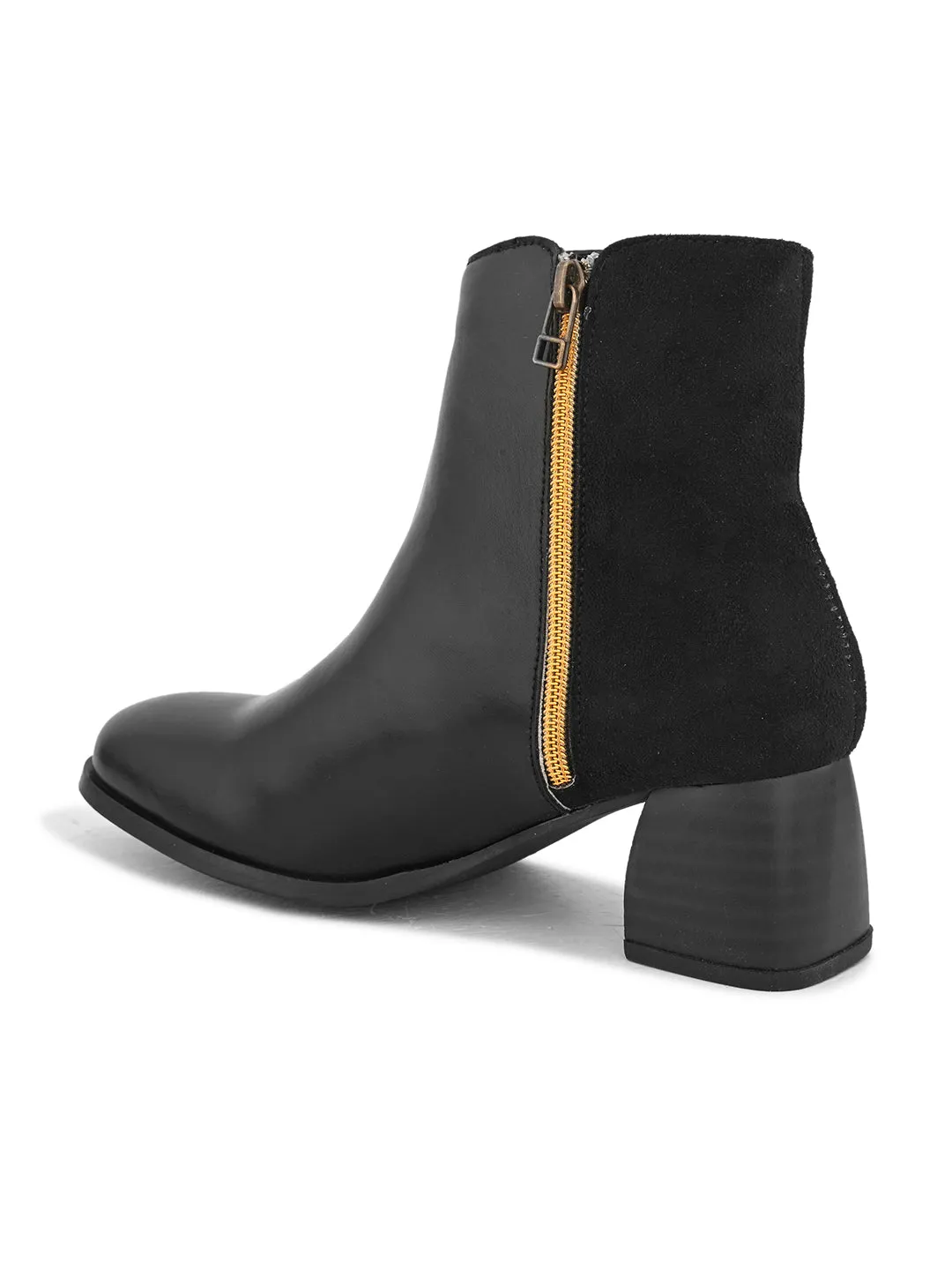 EL PASO Women Black Faux Leather Casual Chelsea Boots