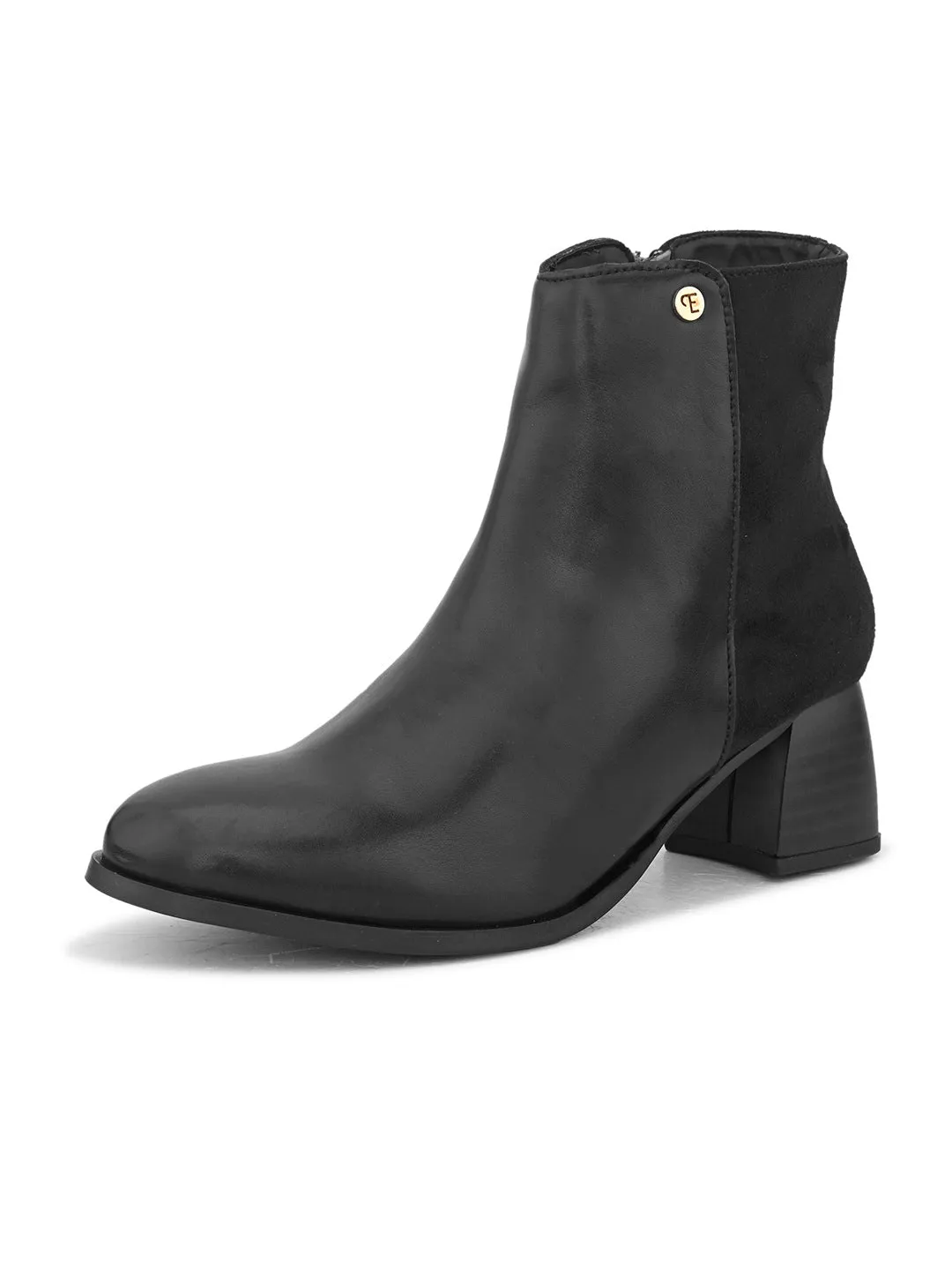 EL PASO Women Black Faux Leather Casual Chelsea Boots