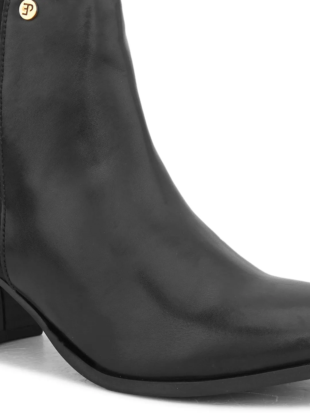 EL PASO Women Black Faux Leather Casual Chelsea Boots