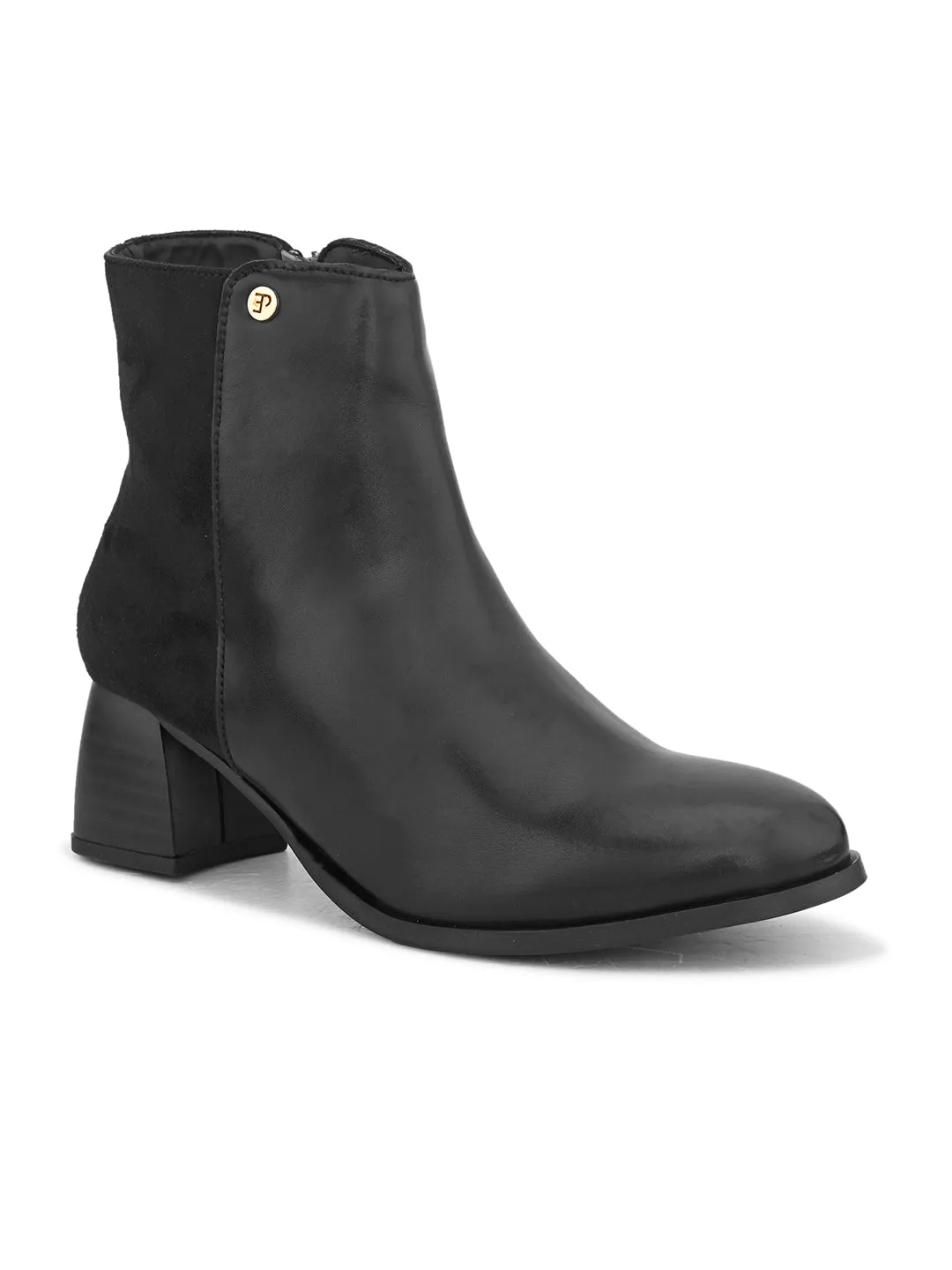EL PASO Women Black Faux Leather Casual Chelsea Boots