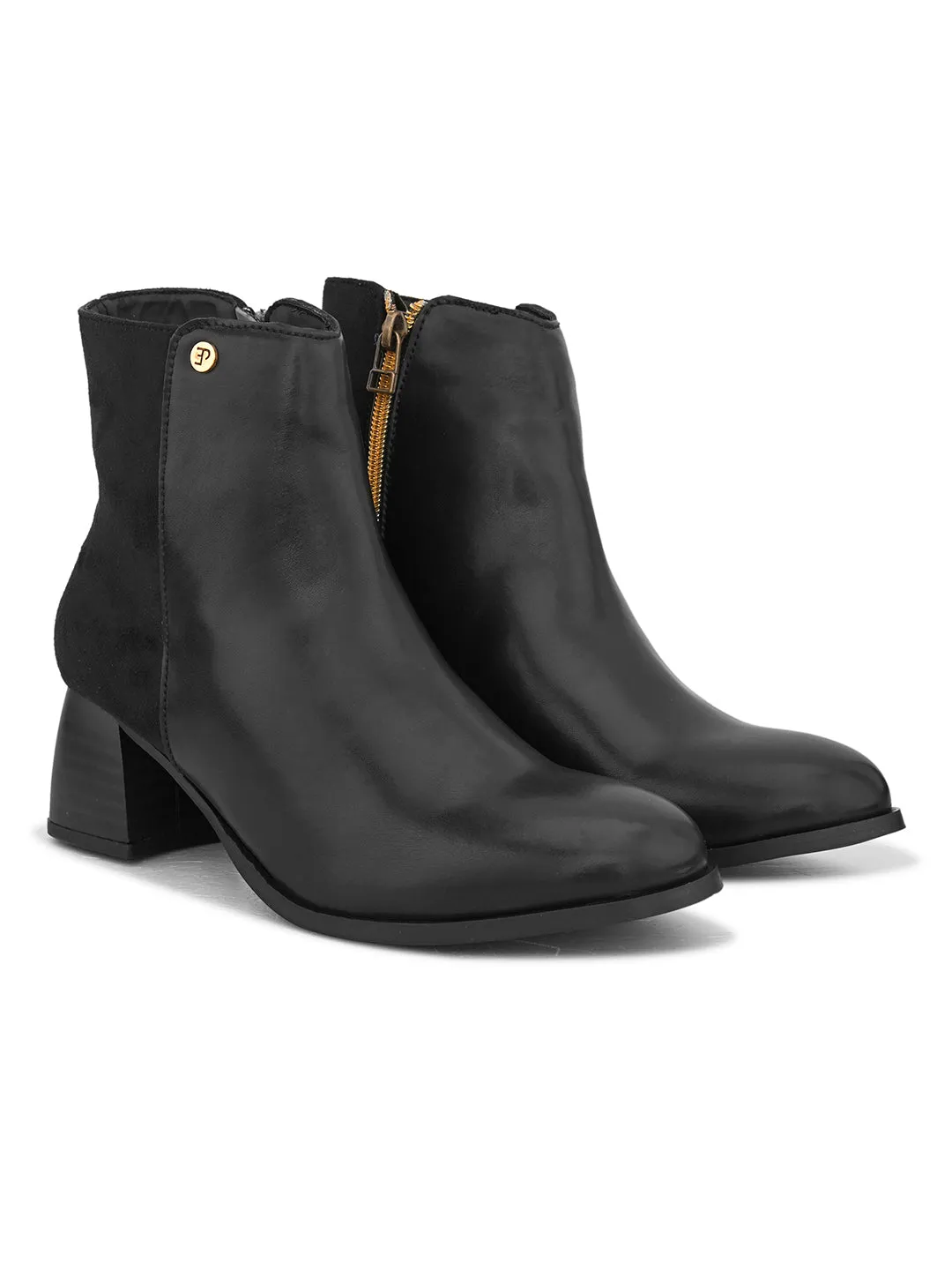 EL PASO Women Black Faux Leather Casual Chelsea Boots