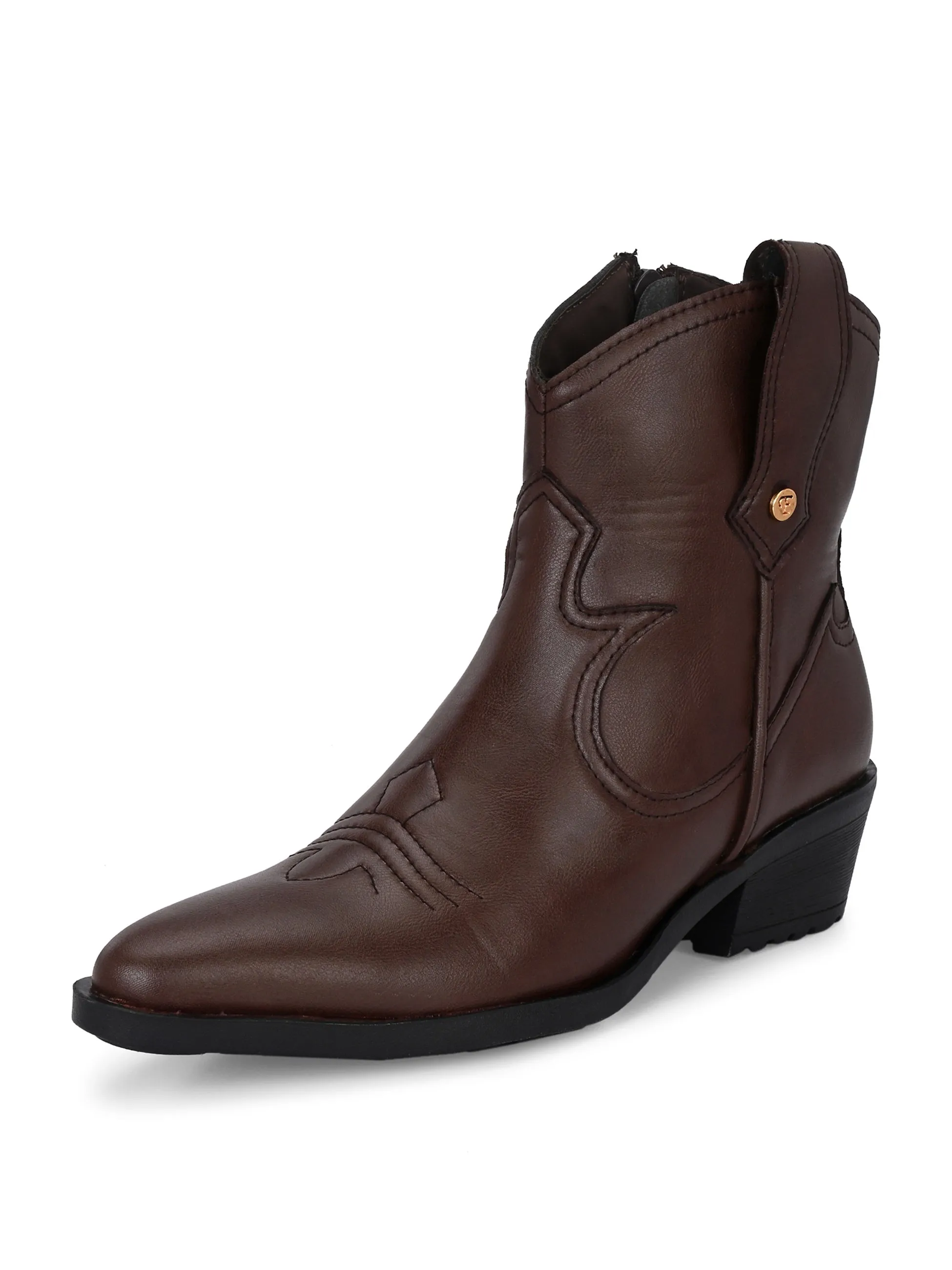 EL PASO Women Faux Leather Casual Slip On Cowboy Boots