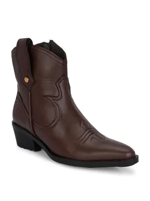 EL PASO Women Faux Leather Casual Slip On Cowboy Boots