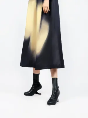 Elevator Heel Leather Boots Black