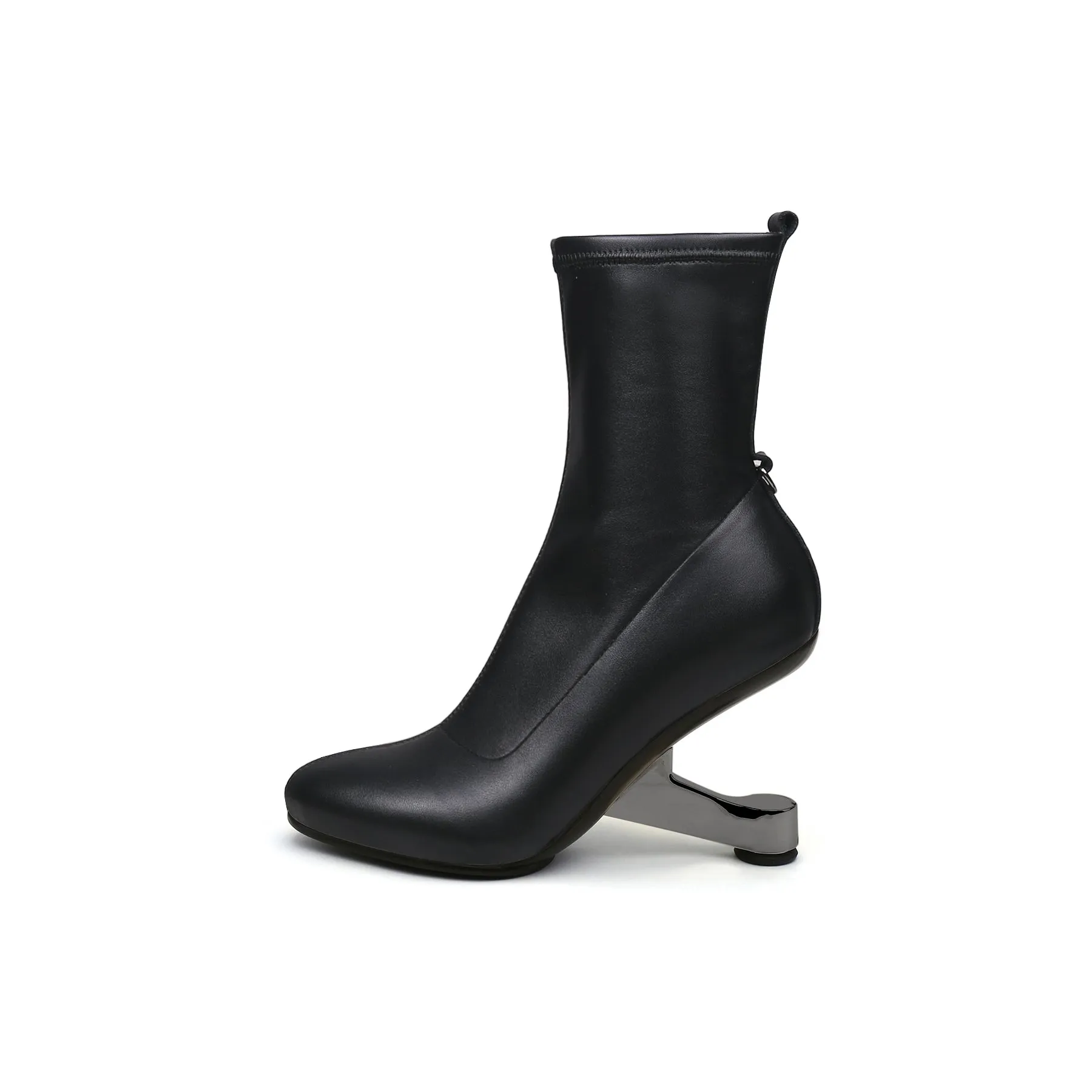 Elevator Heel Leather Boots Black