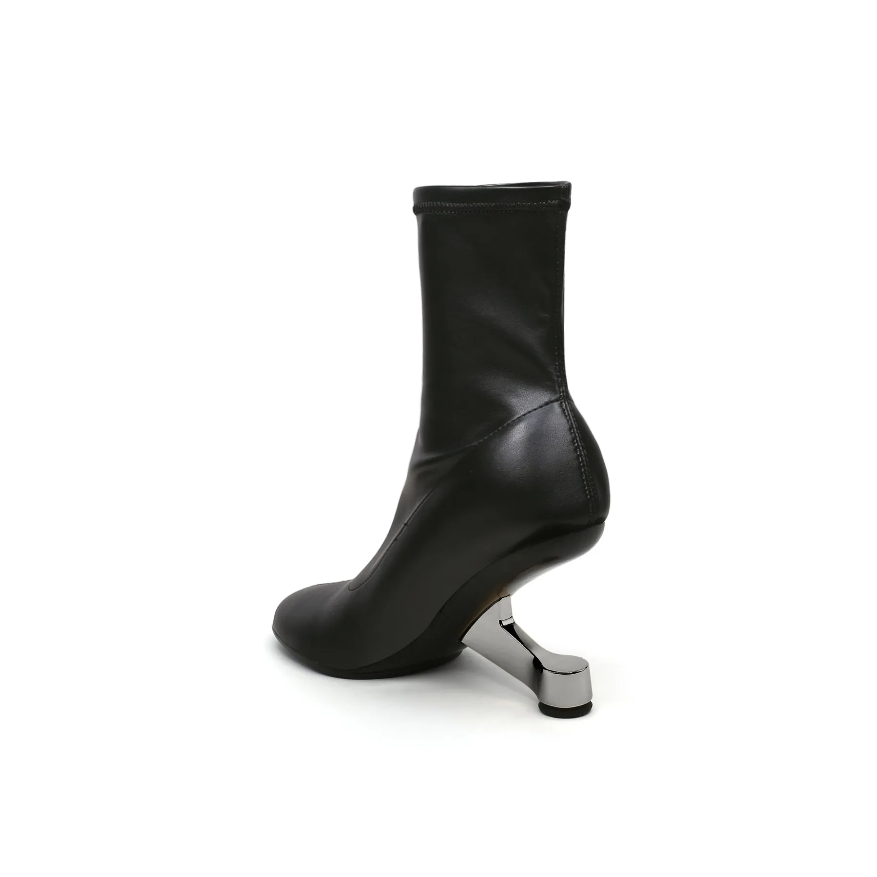 Elevator Heel Leather Boots Black