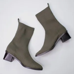 Everlane Caper Green Reknit High Ankle Square Toe Glove Sock Boot Size 7