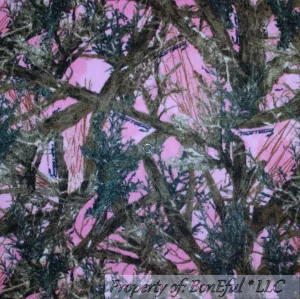 Fleece Fabric HY Pink Brown Real Tree Camouflage Camo Hunt
