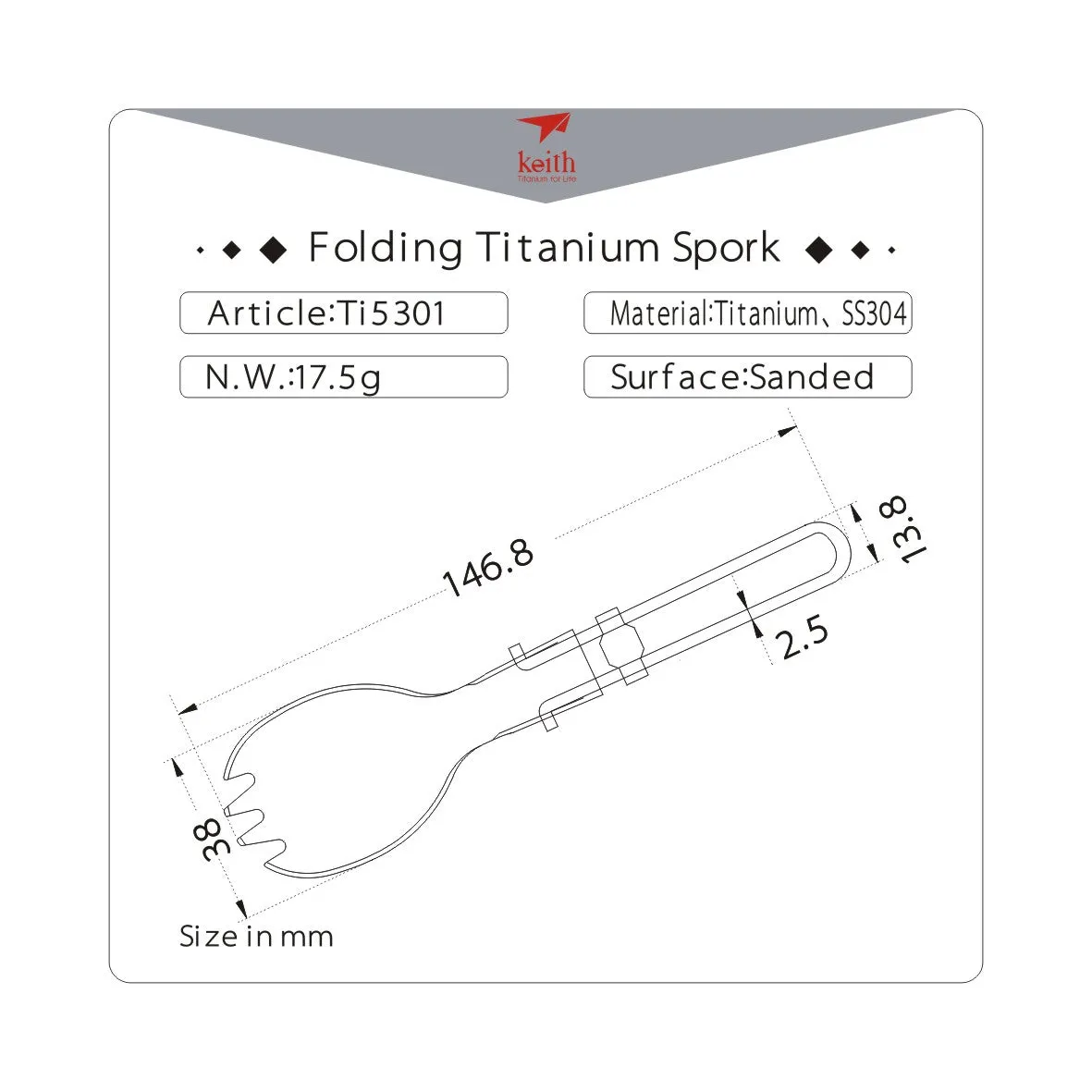 Folding Titanium Spork - 5301