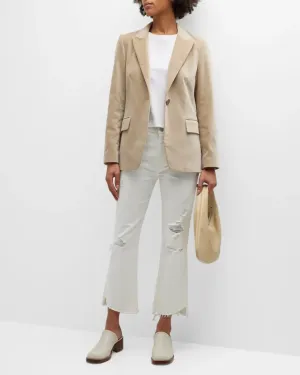Frame - Le Super High Crop Mini Boot Cascade Hem Jean - AU Natural Distressed White