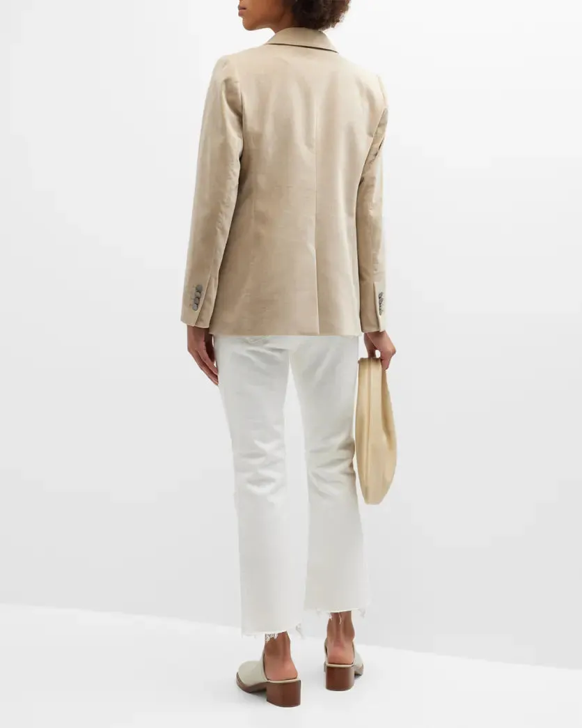 Frame - Le Super High Crop Mini Boot Cascade Hem Jean - AU Natural Distressed White