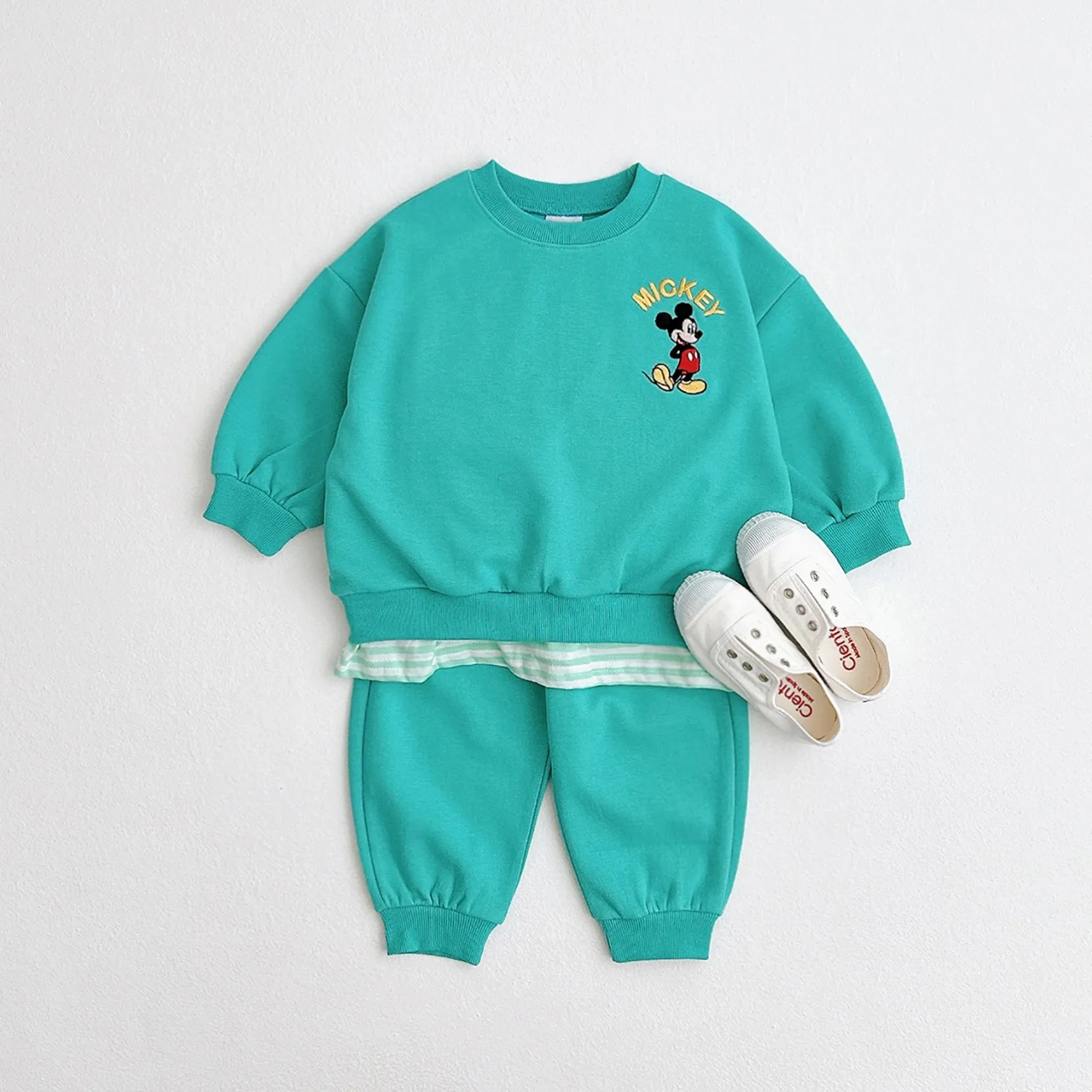 Friends Embroidered Sweat Set - Turq