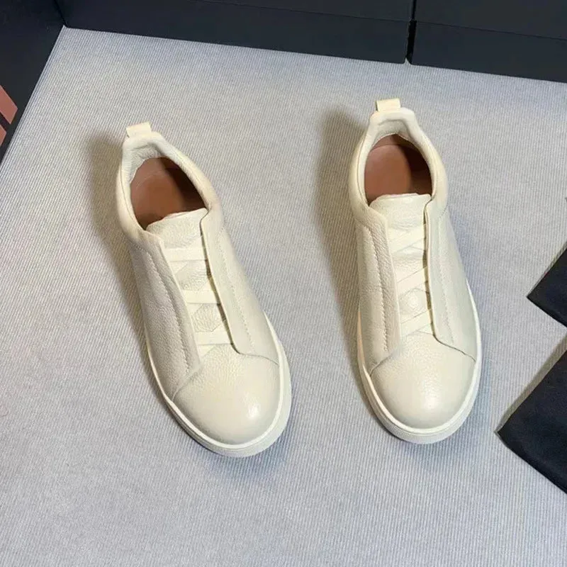 From The Factory Top Layer Cow Leather Breathable Summer Casual Shoes Luxury Deer Skin Board Versatile New Men's Shoes