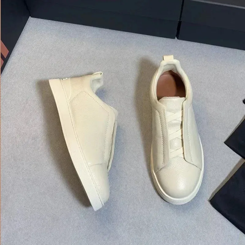 From The Factory Top Layer Cow Leather Breathable Summer Casual Shoes Luxury Deer Skin Board Versatile New Men's Shoes