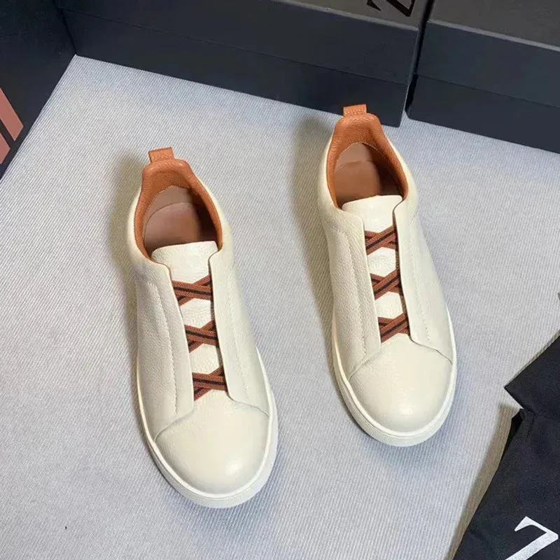 From The Factory Top Layer Cow Leather Breathable Summer Casual Shoes Luxury Deer Skin Board Versatile New Men's Shoes