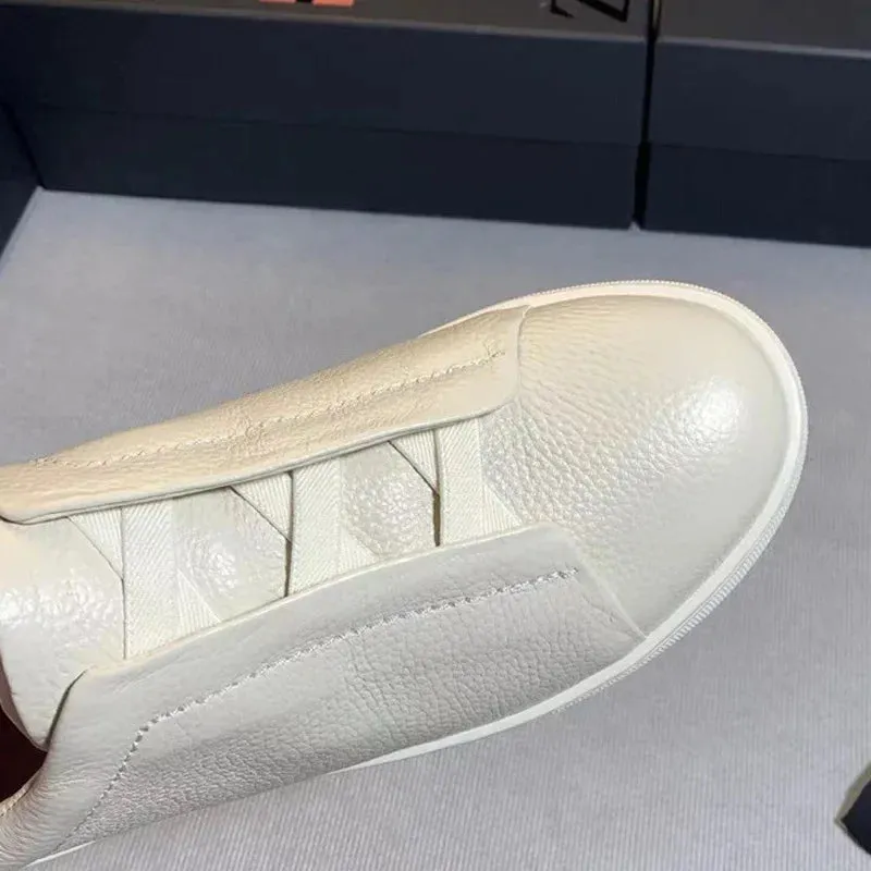 From The Factory Top Layer Cow Leather Breathable Summer Casual Shoes Luxury Deer Skin Board Versatile New Men's Shoes