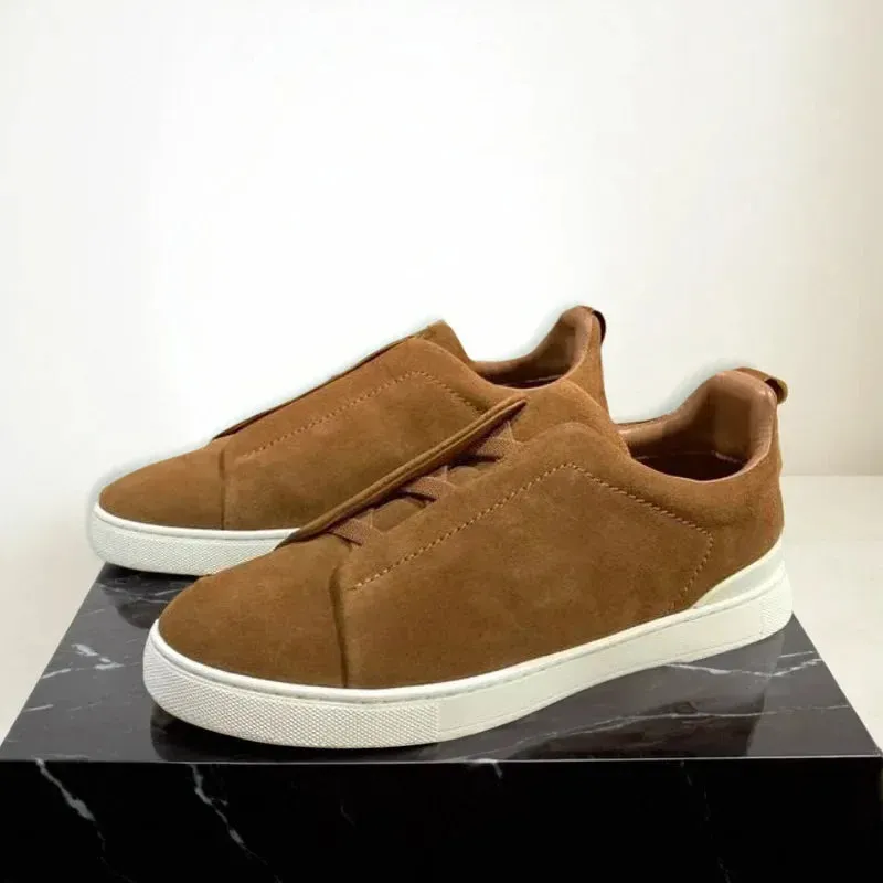 From The Factory Top Layer Cow Leather Breathable Summer Casual Shoes Luxury Deer Skin Board Versatile New Men's Shoes