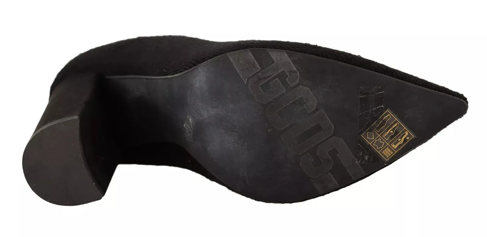 GCDS Black Suede Logo Socks Block Heel Ankle Boots Shoes
