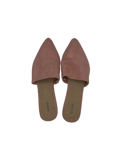 George Pink Faux Suede Slip Ons