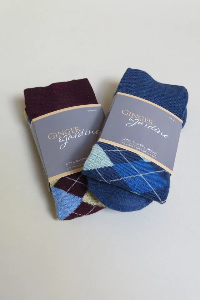 Ginger & Jardine Bamboo Argyle Pattered Socks - Ladies