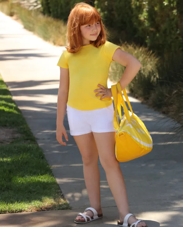 Girls Soft Cotton Jersey Cap Sleeve Crew Tee | Hot Pink
