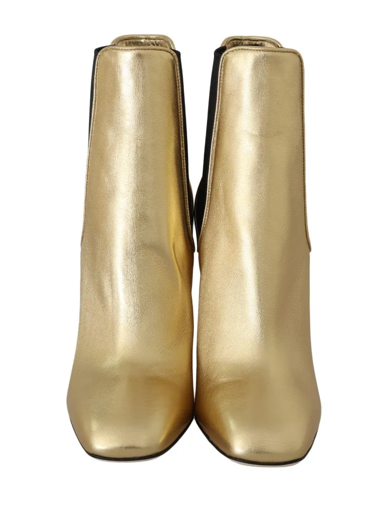 Gold Leather Heels Chelsea Boots