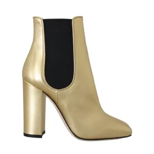 Gold Leather Heels Chelsea Boots