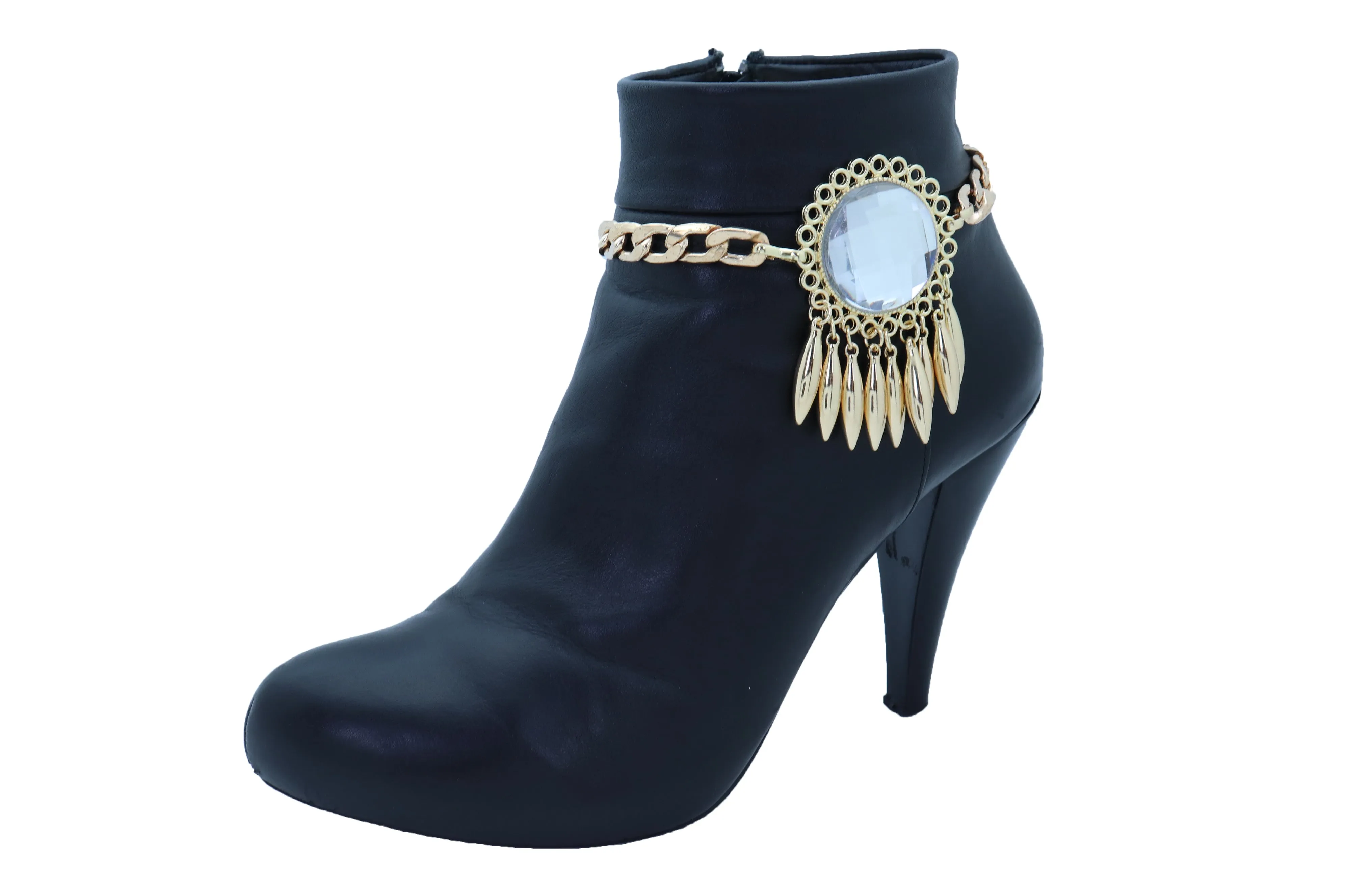 Gold Metal Boot Chain Bracelet Shoe Anklet Bling Sun Flower Shiny Charm