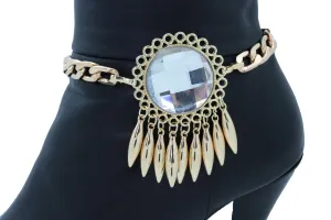 Gold Metal Boot Chain Bracelet Shoe Anklet Bling Sun Flower Shiny Charm