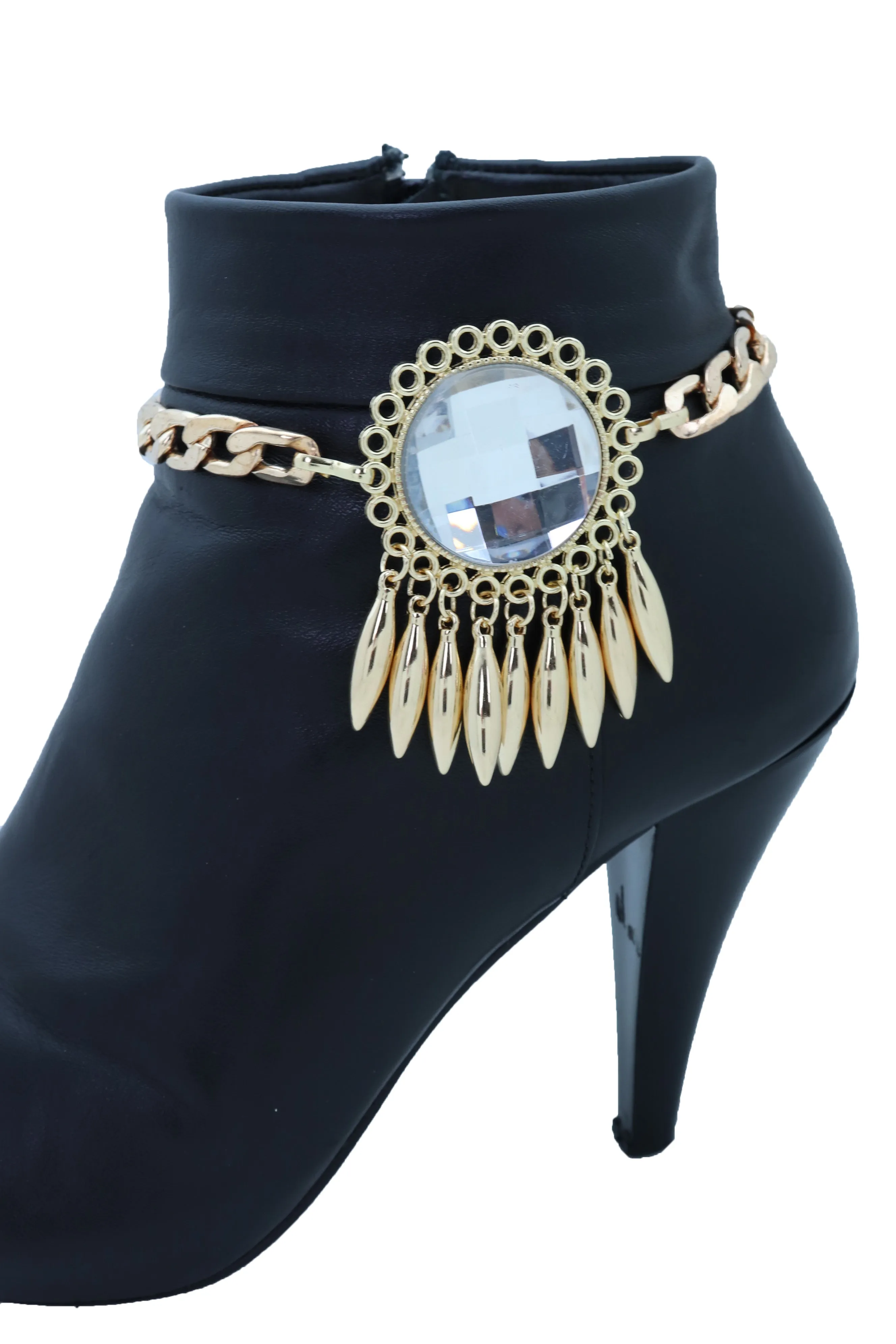 Gold Metal Boot Chain Bracelet Shoe Anklet Bling Sun Flower Shiny Charm