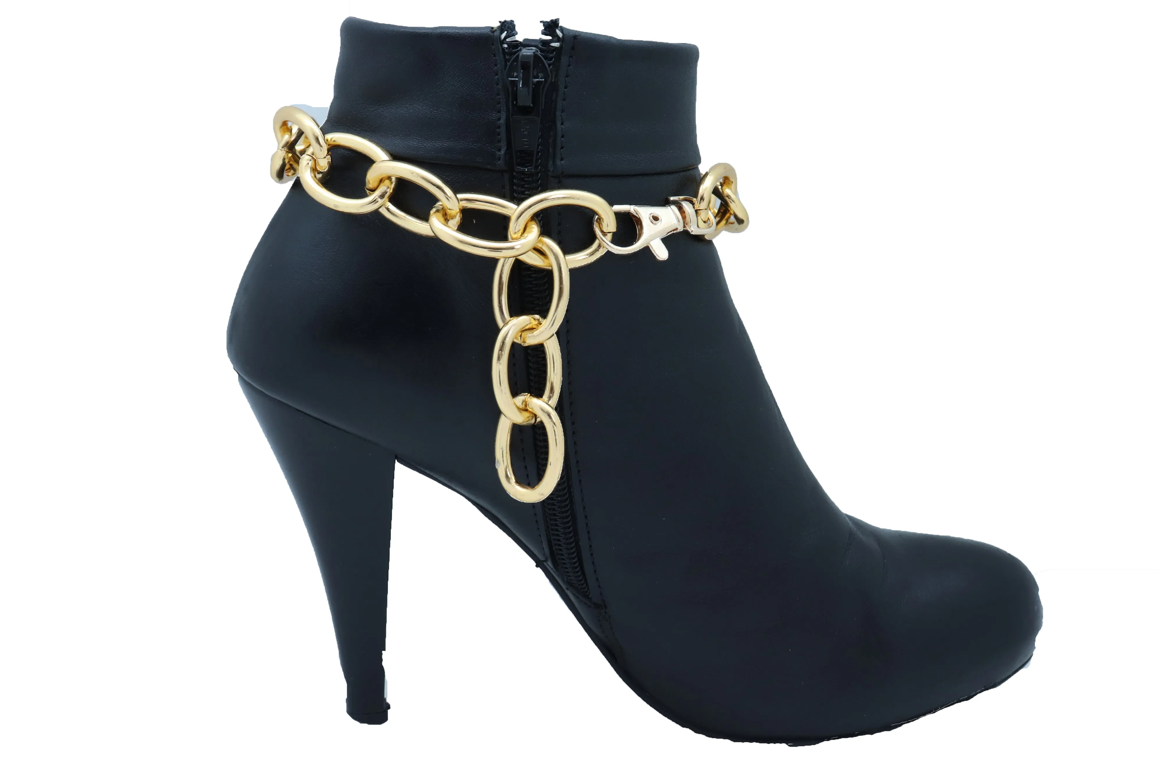 Gold Metal Chunky Chain Thick Links Boot Bracelet Shoe Band Anklet Strap