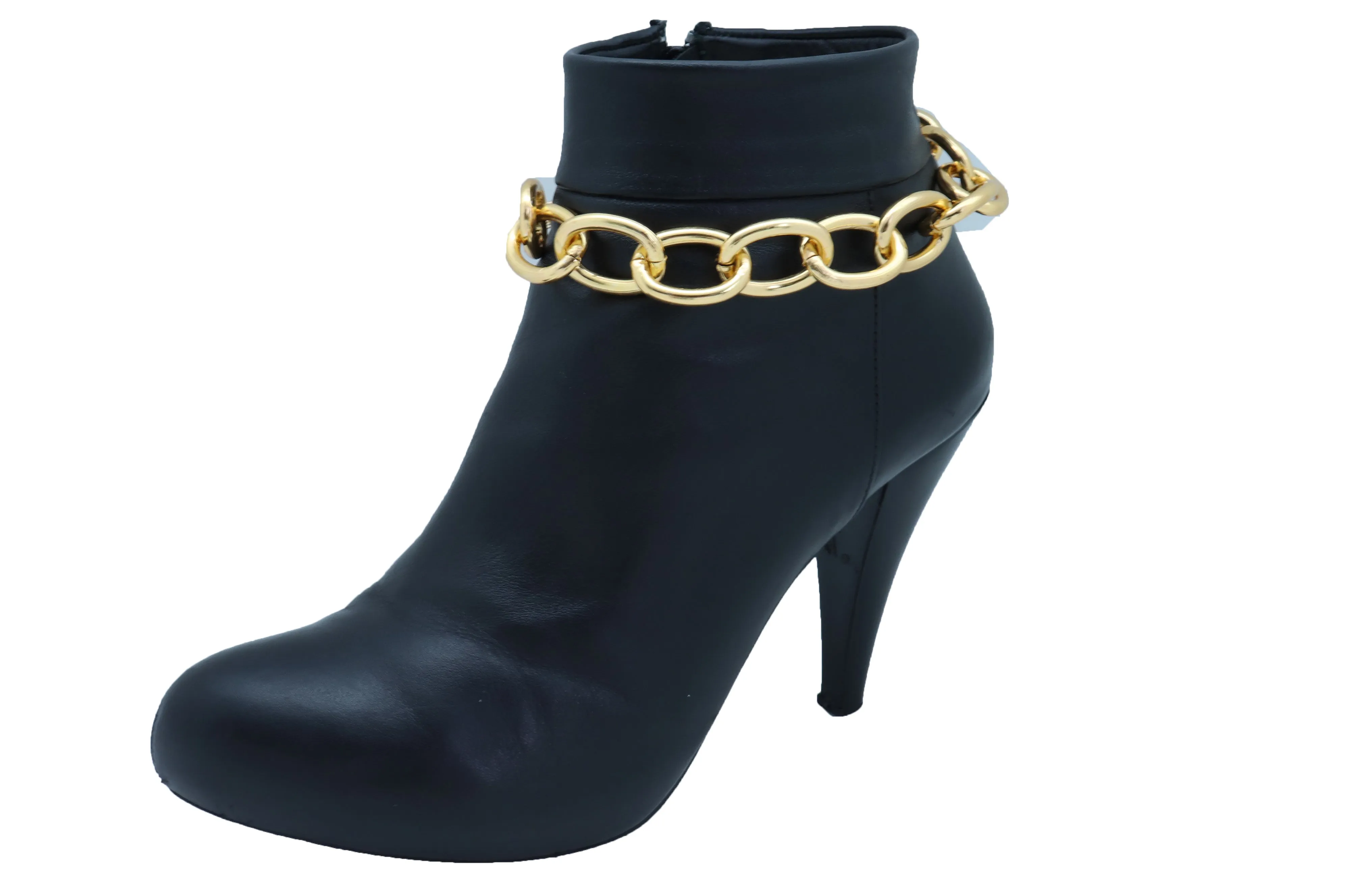 Gold Metal Chunky Chain Thick Links Boot Bracelet Shoe Band Anklet Strap