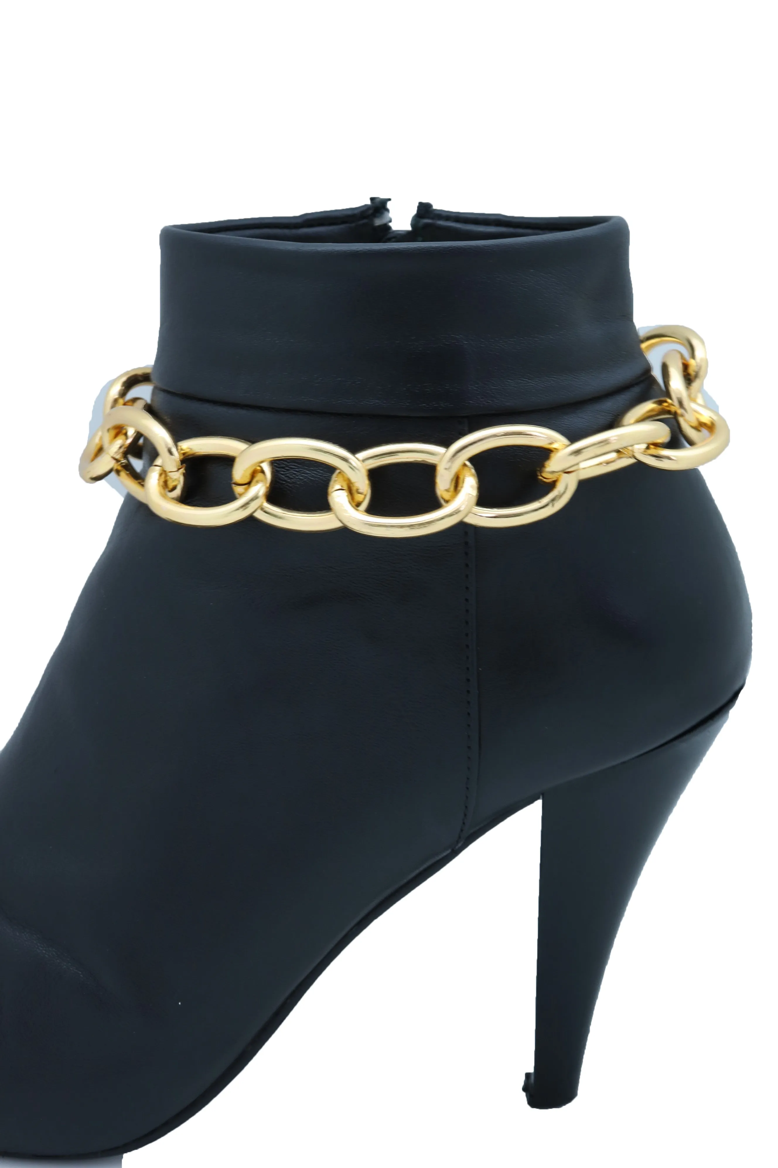 Gold Metal Chunky Chain Thick Links Boot Bracelet Shoe Band Anklet Strap