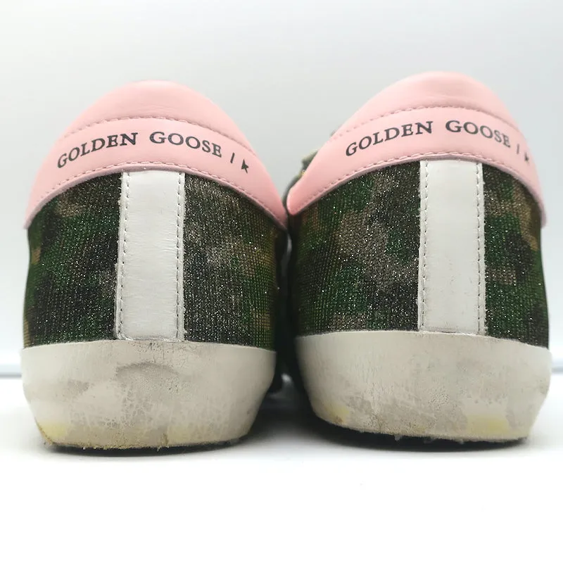 Golden Goose Glitter Camouflage Superstar Sneakers Silver/Green Size 39 NEW
