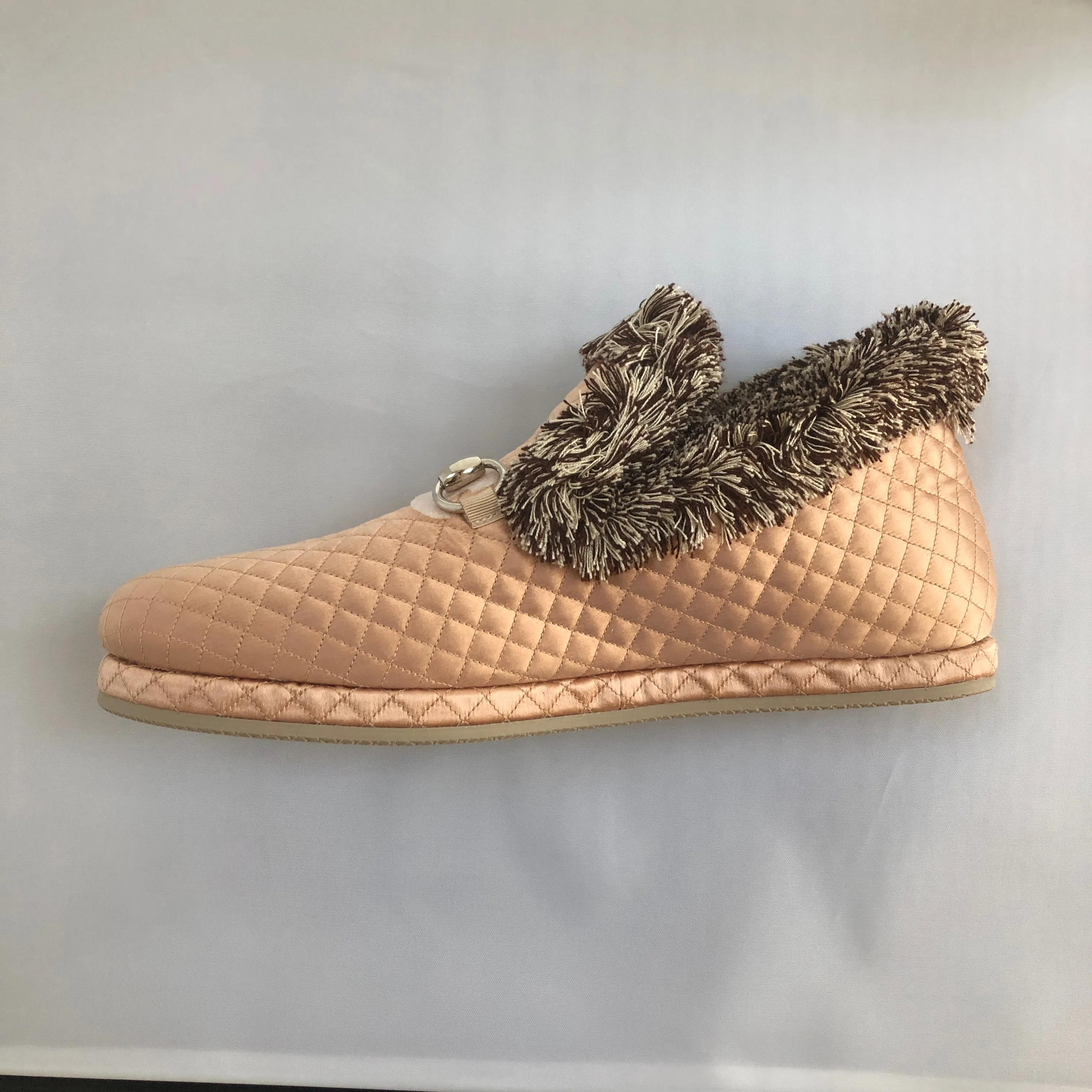 Gucci Quilted Silk Loafer in Apricot