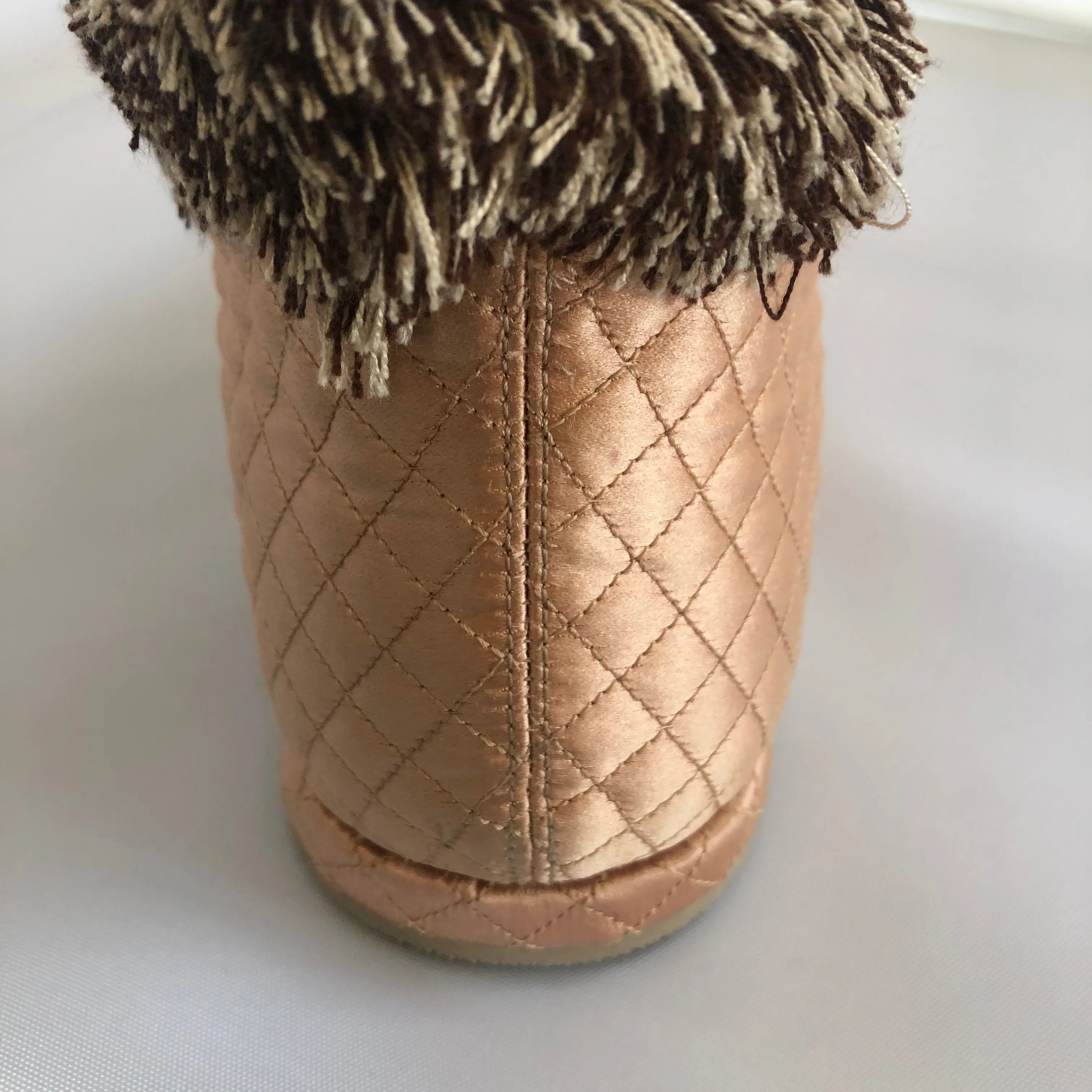 Gucci Quilted Silk Loafer in Apricot