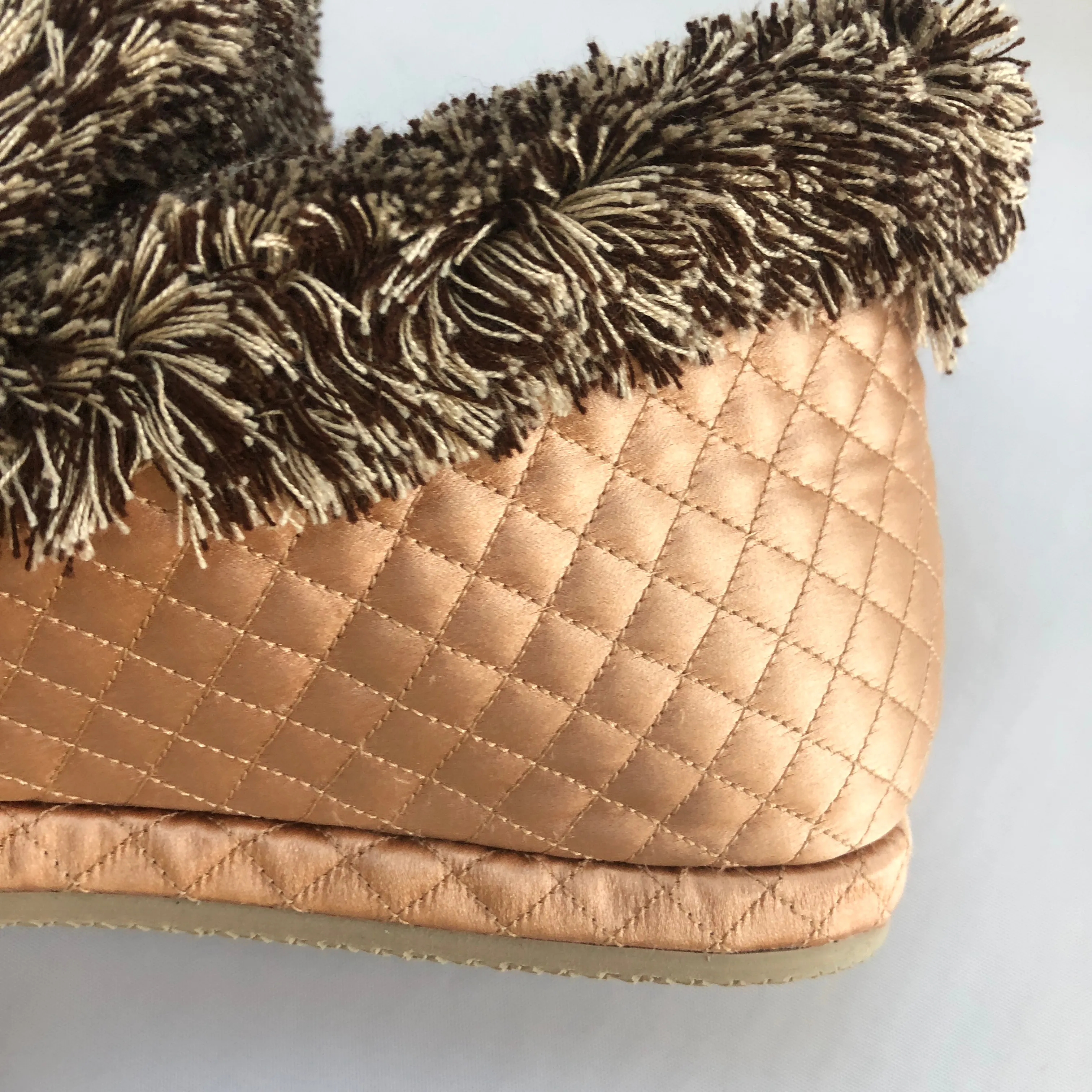 Gucci Quilted Silk Loafer in Apricot