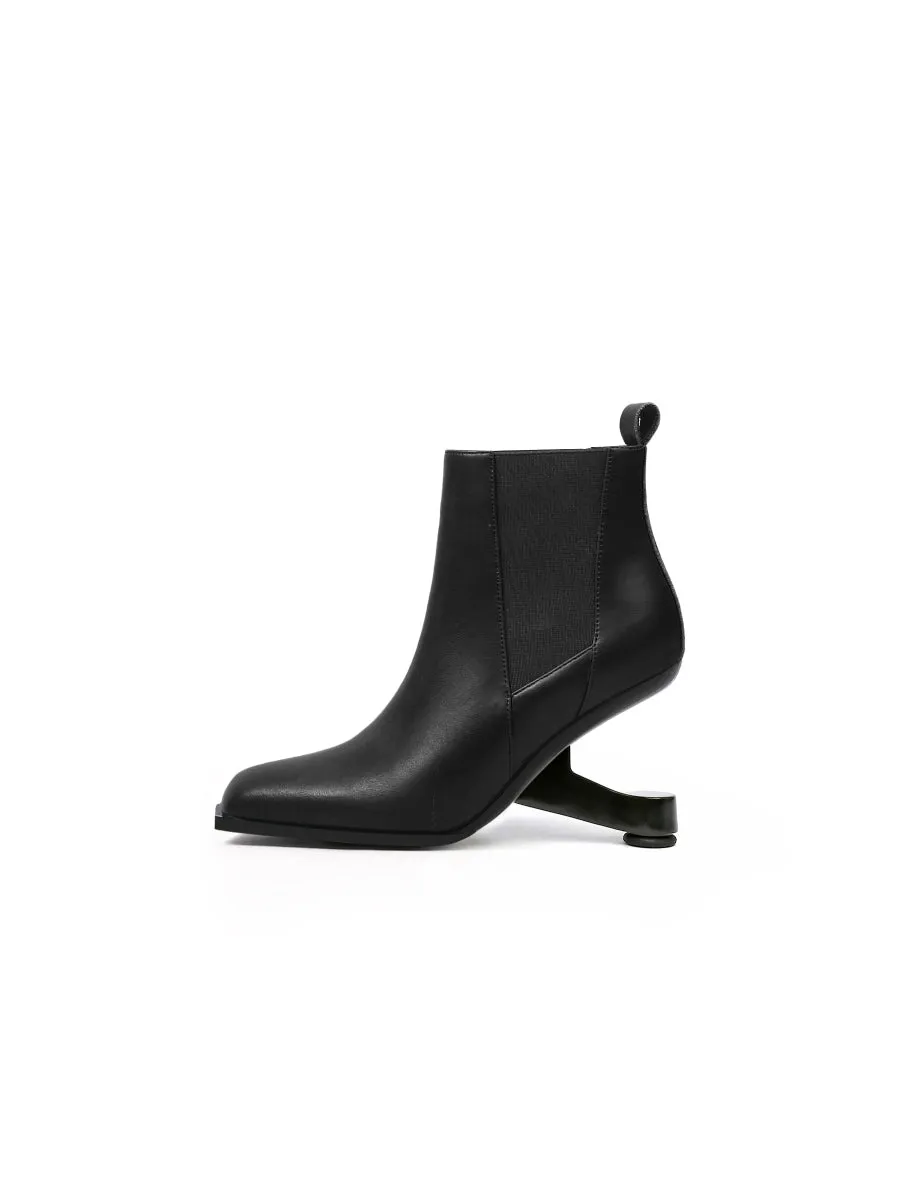 Harper Elevator Heel Black Leather Chelsea Boot