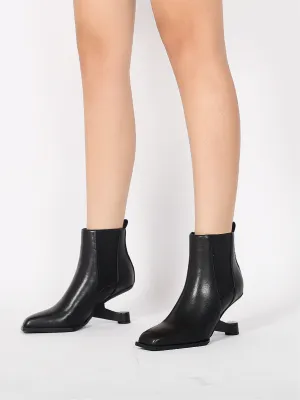 Harper Elevator Heel Black Leather Chelsea Boot