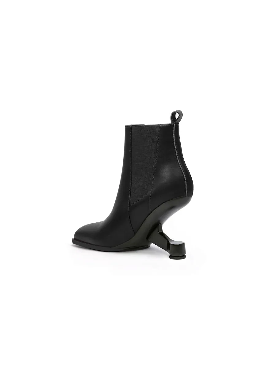 Harper Elevator Heel Black Leather Chelsea Boot