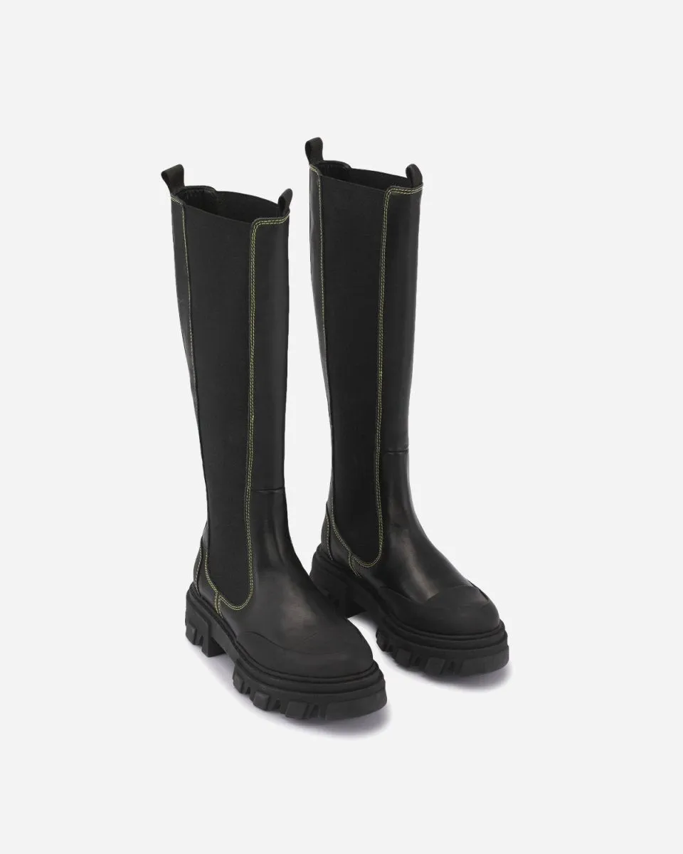 High Chelsea Boot Yellow Stitch - Black