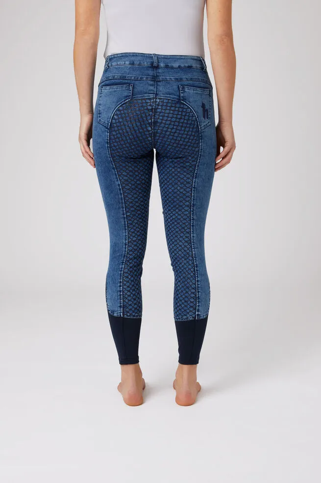 Horze Delia Ladies Denim Breeches Light Denim