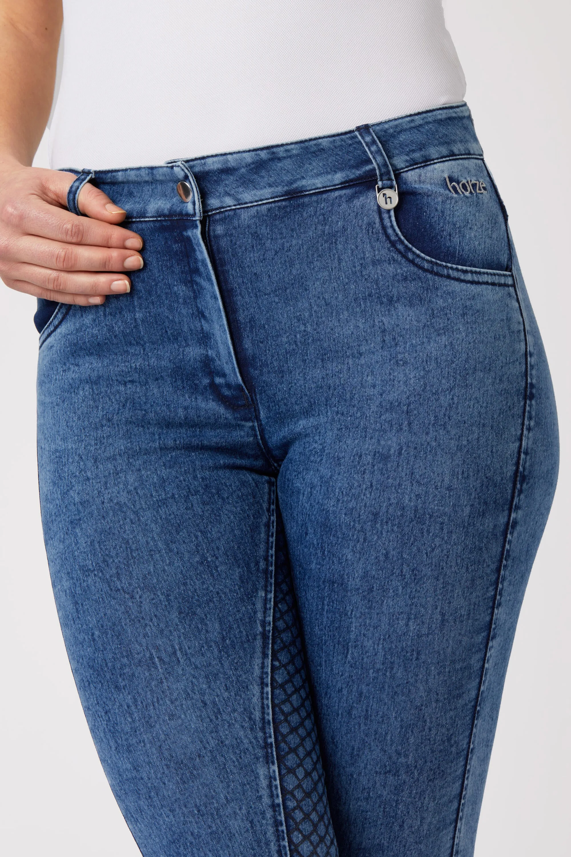 Horze Delia Ladies Denim Breeches Light Denim