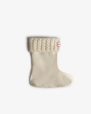 Hunter - Kids Recycled Mini Cable Knitted Cuff Boot Socks - White