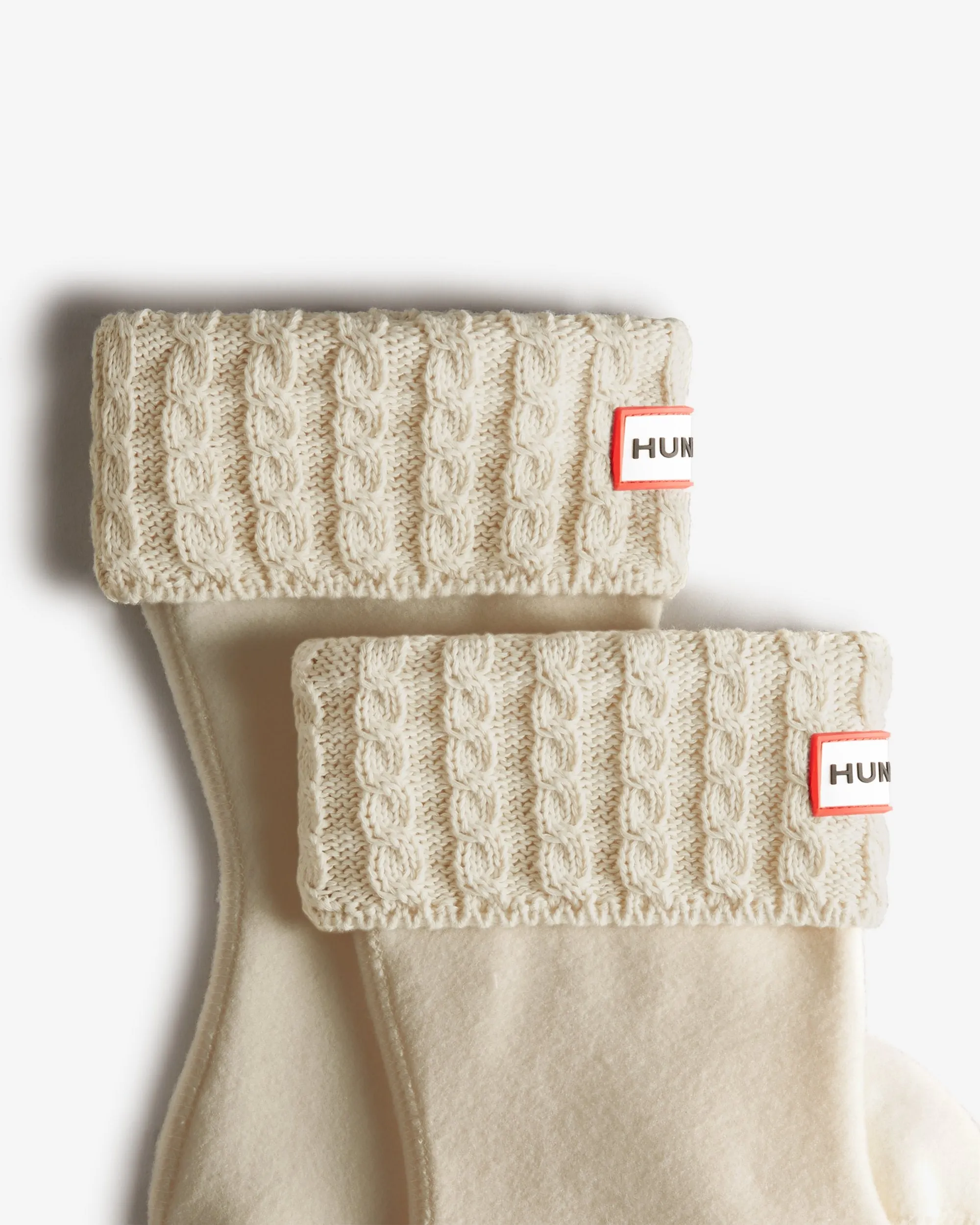 Hunter - Kids Recycled Mini Cable Knitted Cuff Boot Socks - White