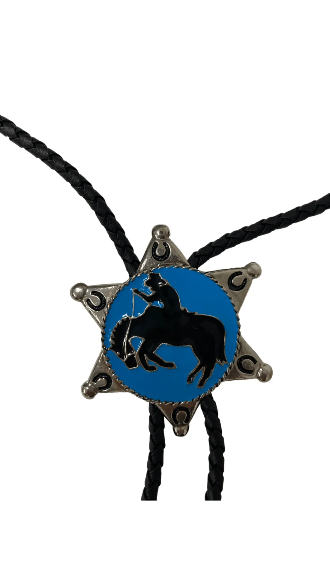 Jade Bull Riding Badge Bolo Tie