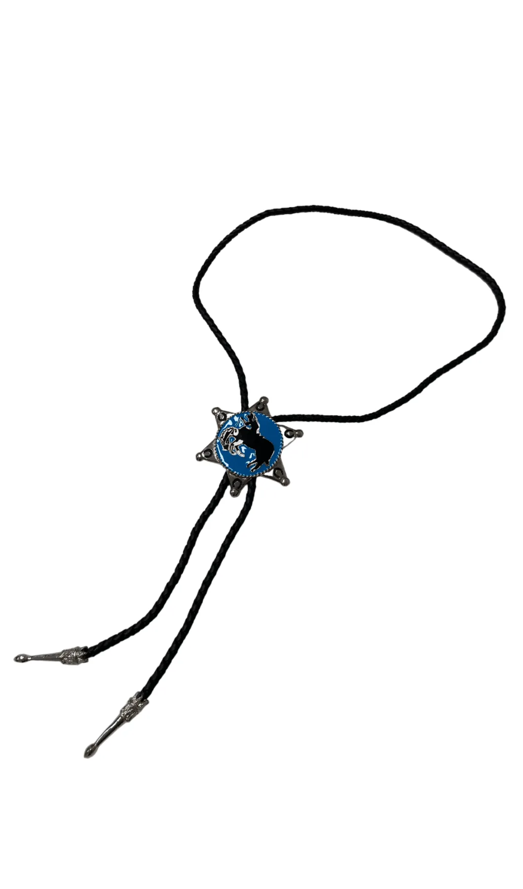 Jade Bull Riding Badge Bolo Tie