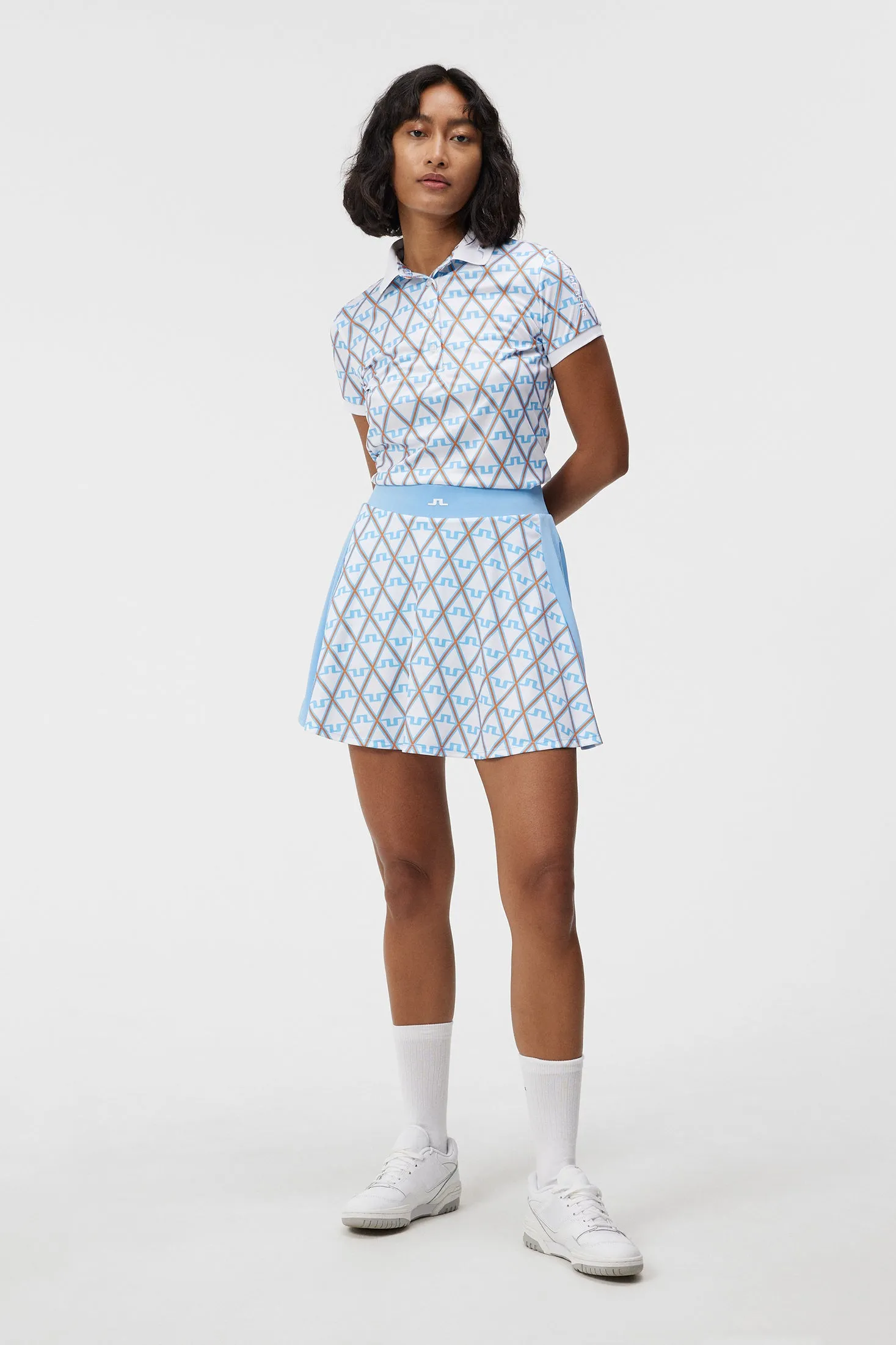 J.Lindeberg Womens Jenny Print Skirt - LITTLE BOY BLUE DIAMOND