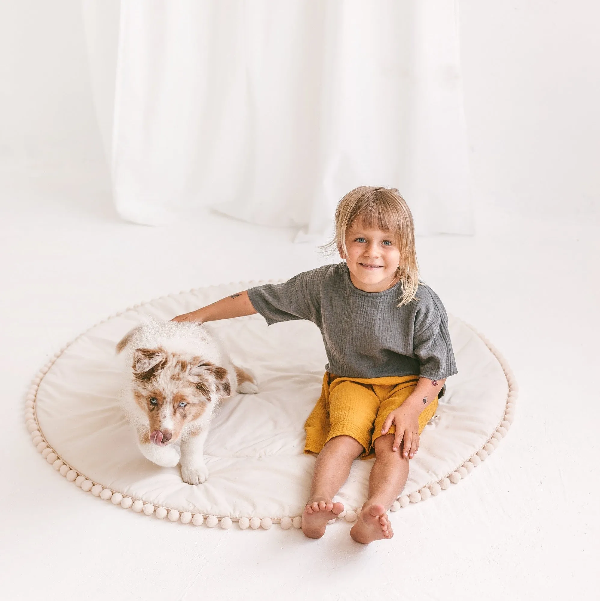 Kids Playmat With Pompom Border